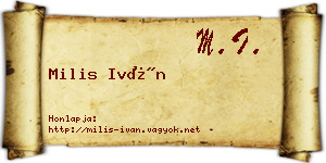 Milis Iván névjegykártya